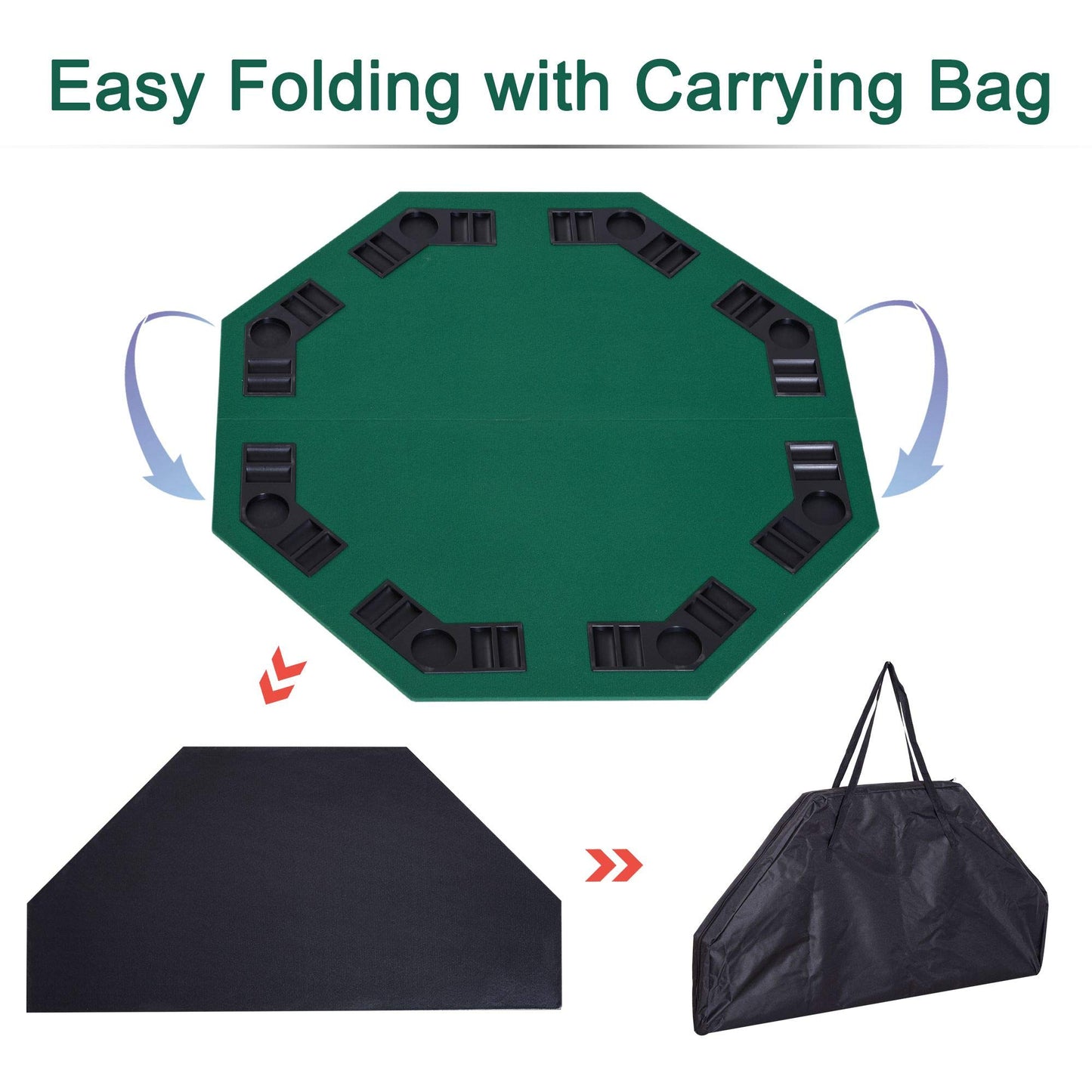 - HOMCOM 1.2m/48 Inches Foldable Poker Table Top | 8 Players -