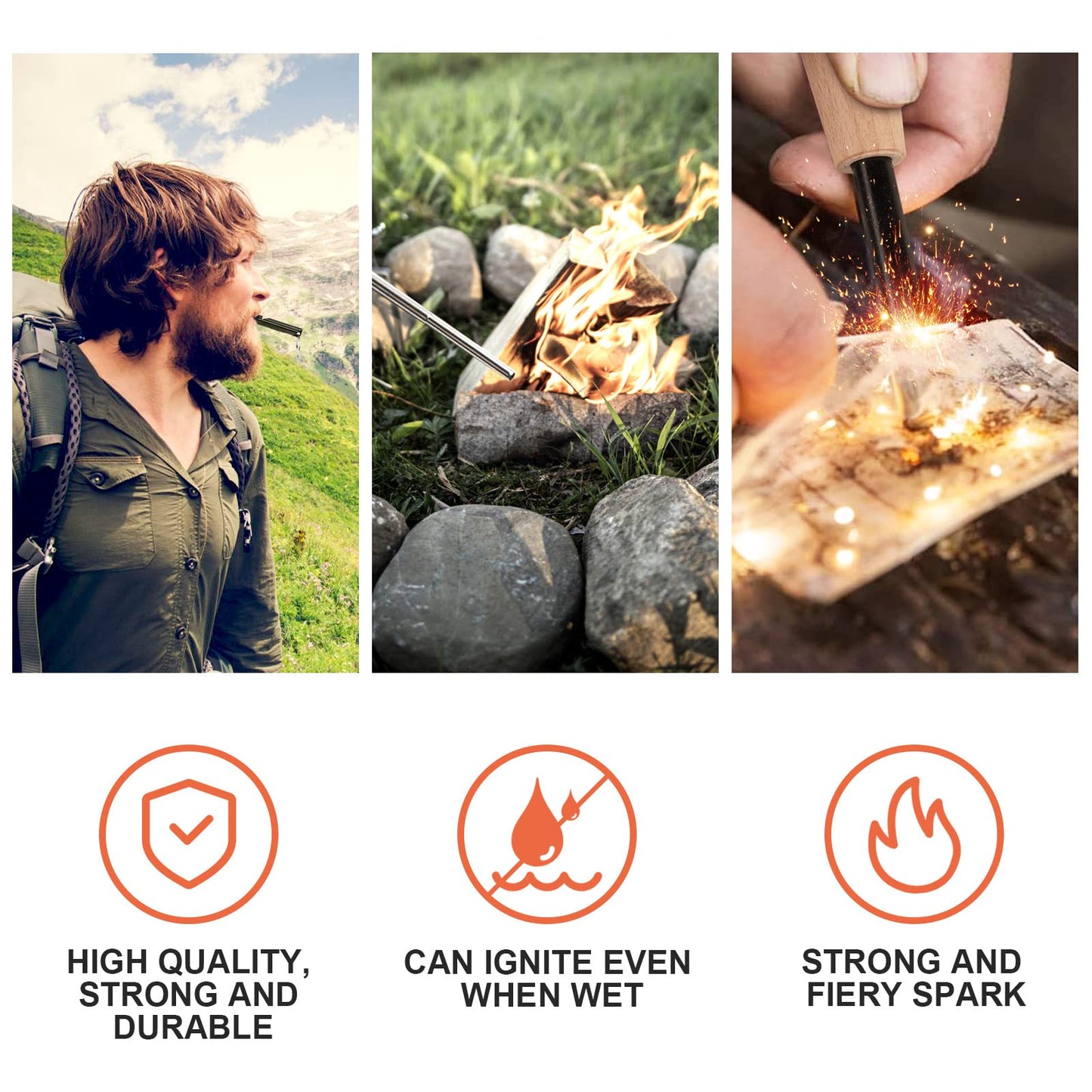 - Flintronic Survival Fire Steel | Flint Striker Steel Fire Starter Kit -