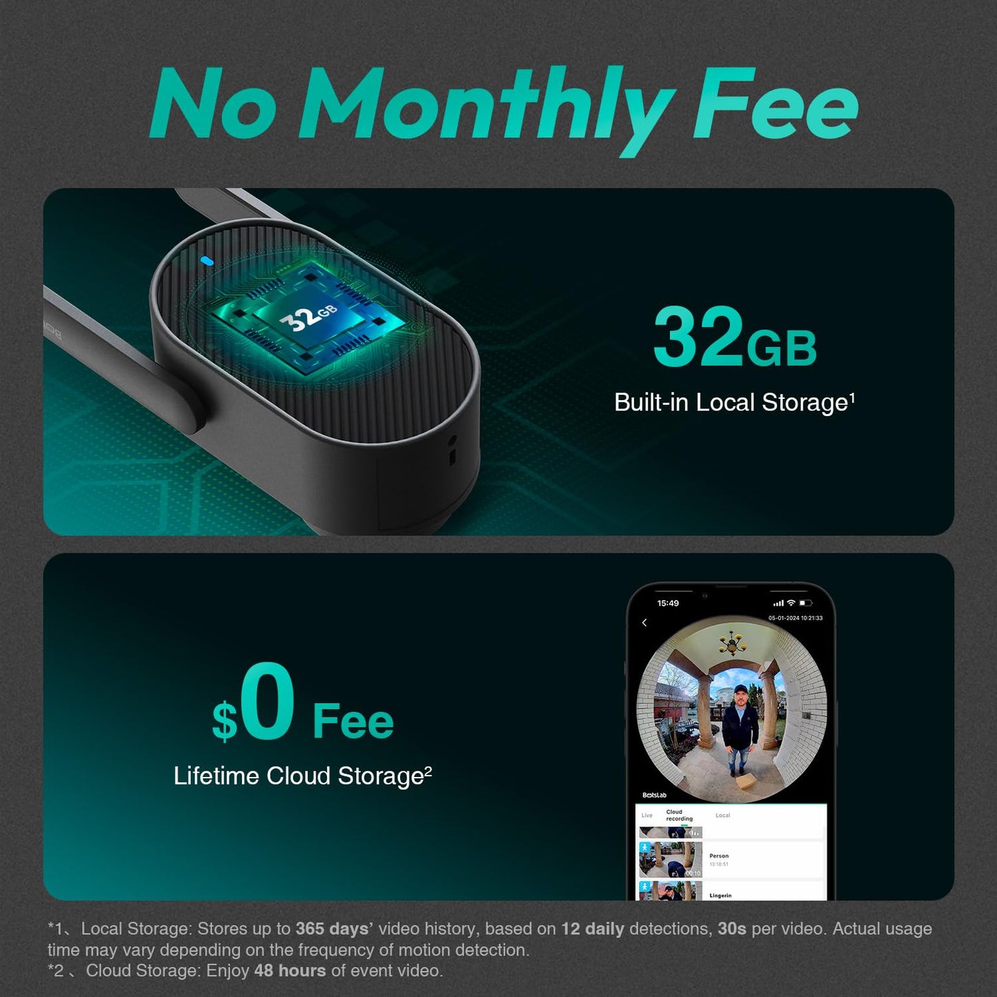 BOTSLAB 5MP Video Doorbell Camera Wireless, No Monthly Fee, 180° Wide Angle, 210-Day Battery Life, 32GB Local Storage, 2.4/5G WiFi, Human Detection, Easy Installation, 2-Way Audio Camera Doorbell