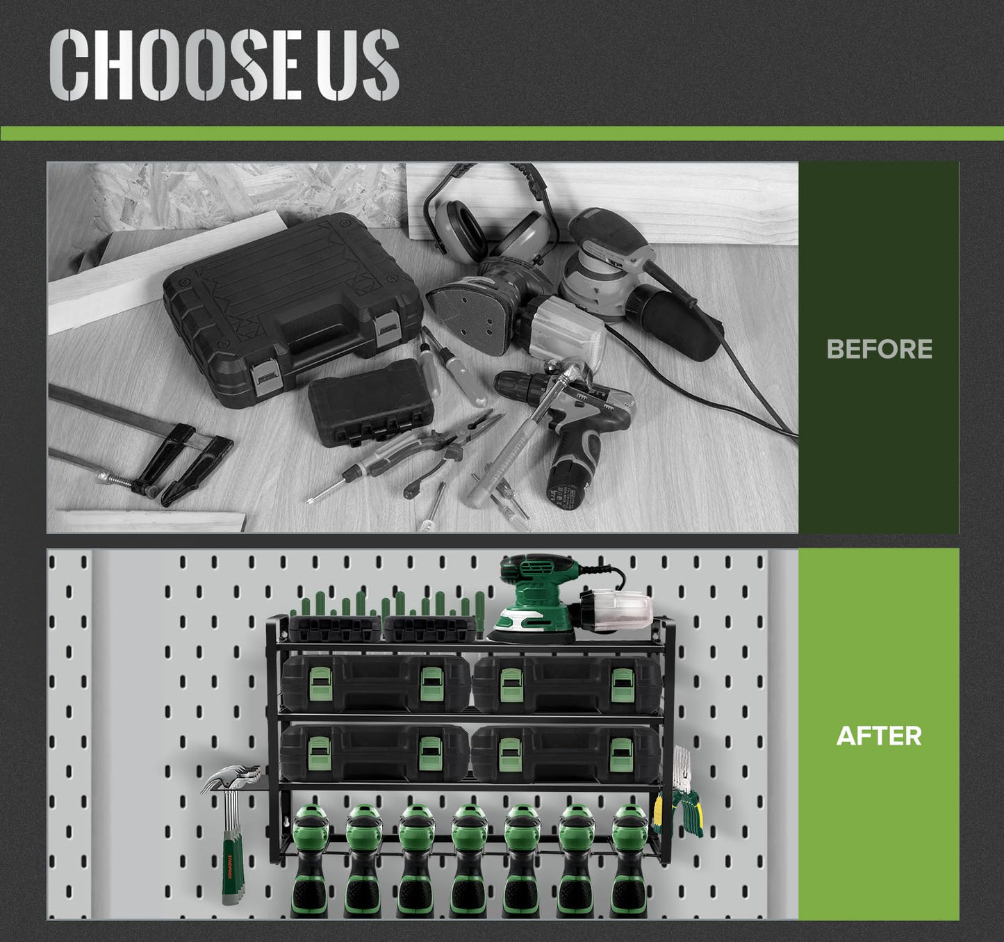 - SANDPROX Power Tool Storage Wall Mount | Heavy Duty Drill Holder -