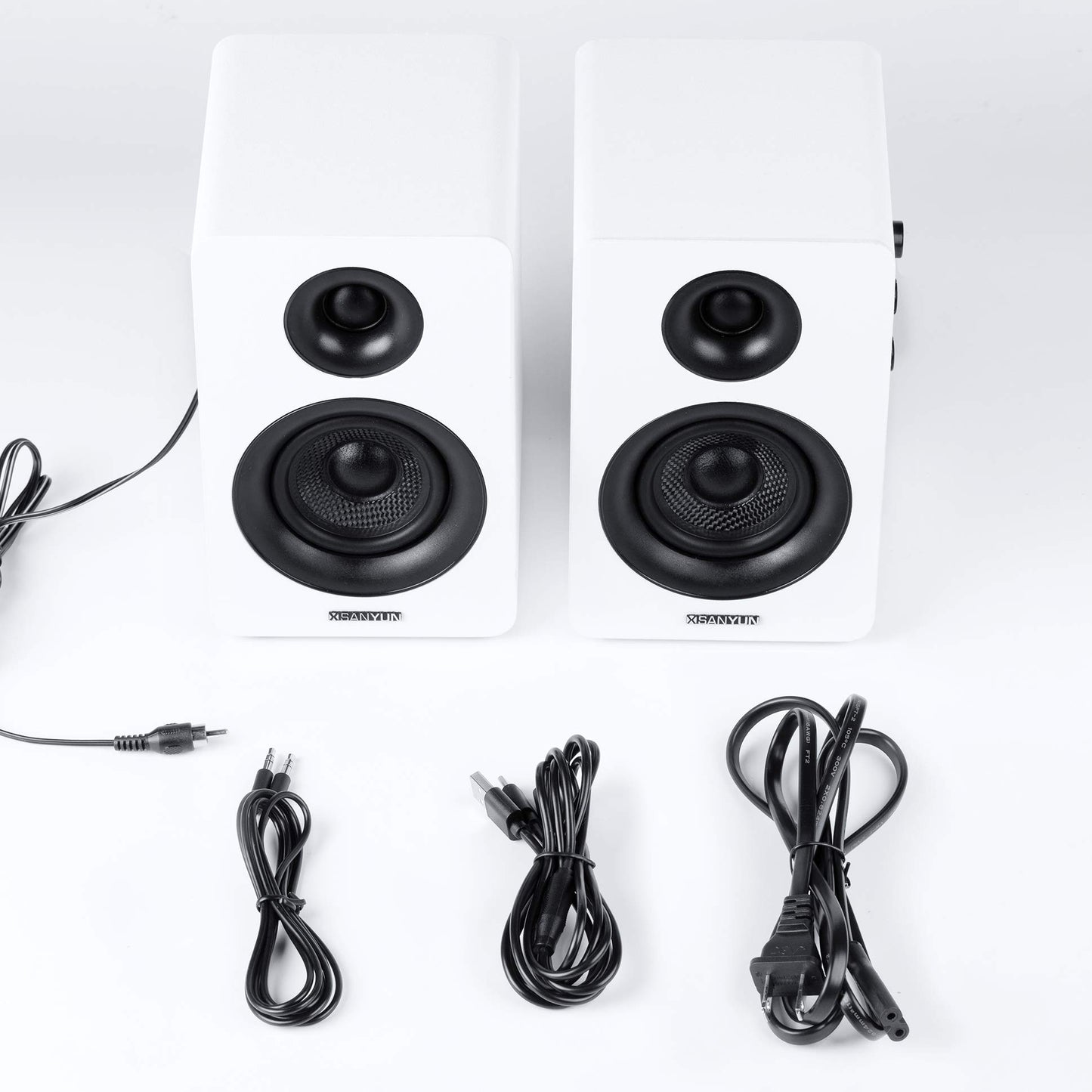 - Sanyun SW208 3" | Active Bluetooth 5.0 Bookshelf Speakers – 60W Carbon Fiber Unit -