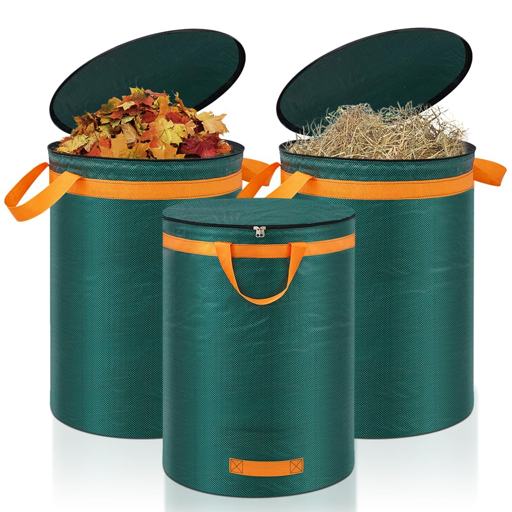 - Eurhomewit 3 Pcs Green Garden Waste Bags 272L -