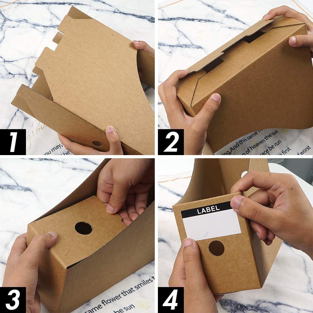 - Koogel 8 PCS Magazine Files Holder | Cardboard Magazine Rack | Labels | A4 File Organiser Box -