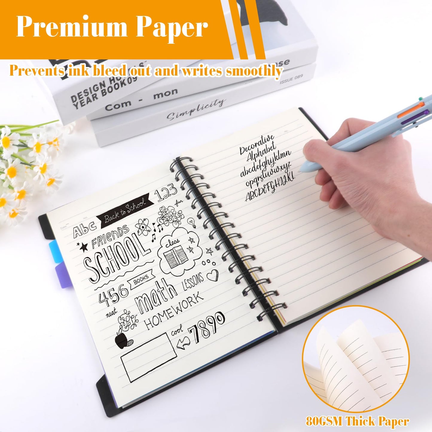 - Weysoo A5 Notebook with Dividers, Spiral Notebook with Multicolor Pen, Project Book 240 Pages)