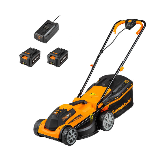 - LawnMaster MX 24V 34cm Cordless Lawnmower | Plus Spare Battery -