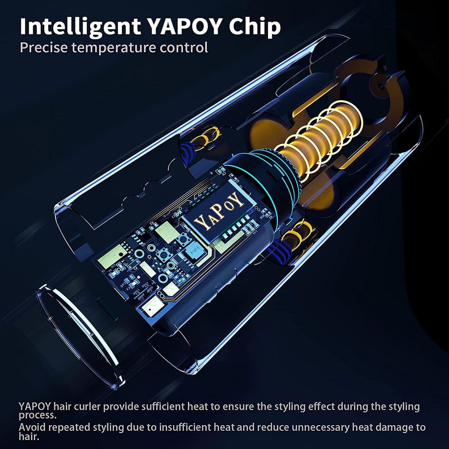 - YAPOY Cordless Automatic Hair Curler Rechargeable Auto Curlers with 5 Temps & Timers, Heat Insulation Chamber, LCD Screen, Auto Shut-Off, Suitable for Short & Long Hair Styling - Grey