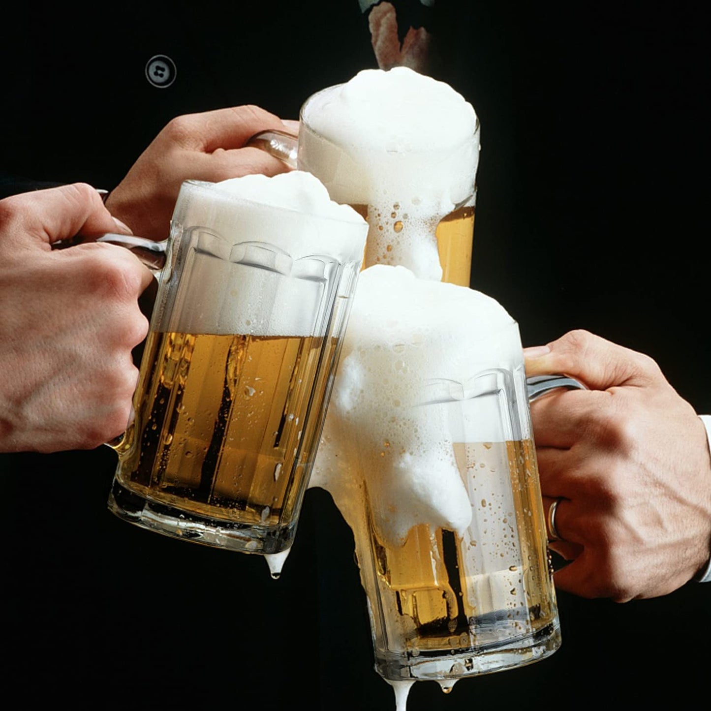 - ZENFUN 8 Pack Heavy Large Beer Glasses, 400ML Glass Beer Mugs with Handle & Stainless Steel Straws, Beer Glass Steins Heavy Base Pub Drinking Mugs