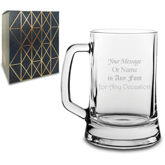 - Personalised Engraved Glass Beer Stein -