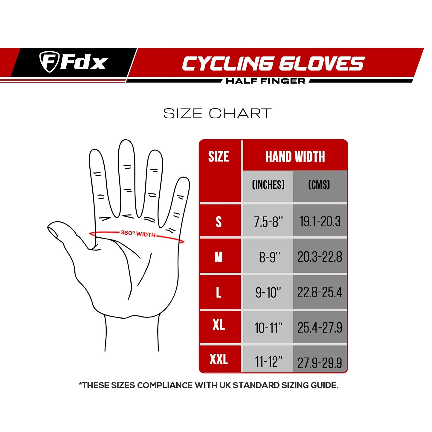 - FDX Half Finger Cycling Gloves | Breathable | Gel Padded Protection | Anti-Slip -