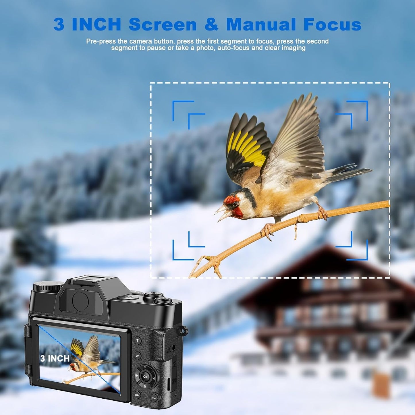 - Digital Camera AutoFocus 4K 56MP UHD Vlogging Camera | 16X Digital Zoom 3.0 Inch Compact Camera -