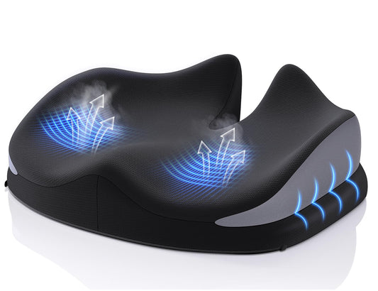 Benazcap Large Seat Cushion for Office Chair Memory Foam Coccyx Pain Relief Cushion Pillow for Office Desk, Car Seat, Wheelchair, Sciatica