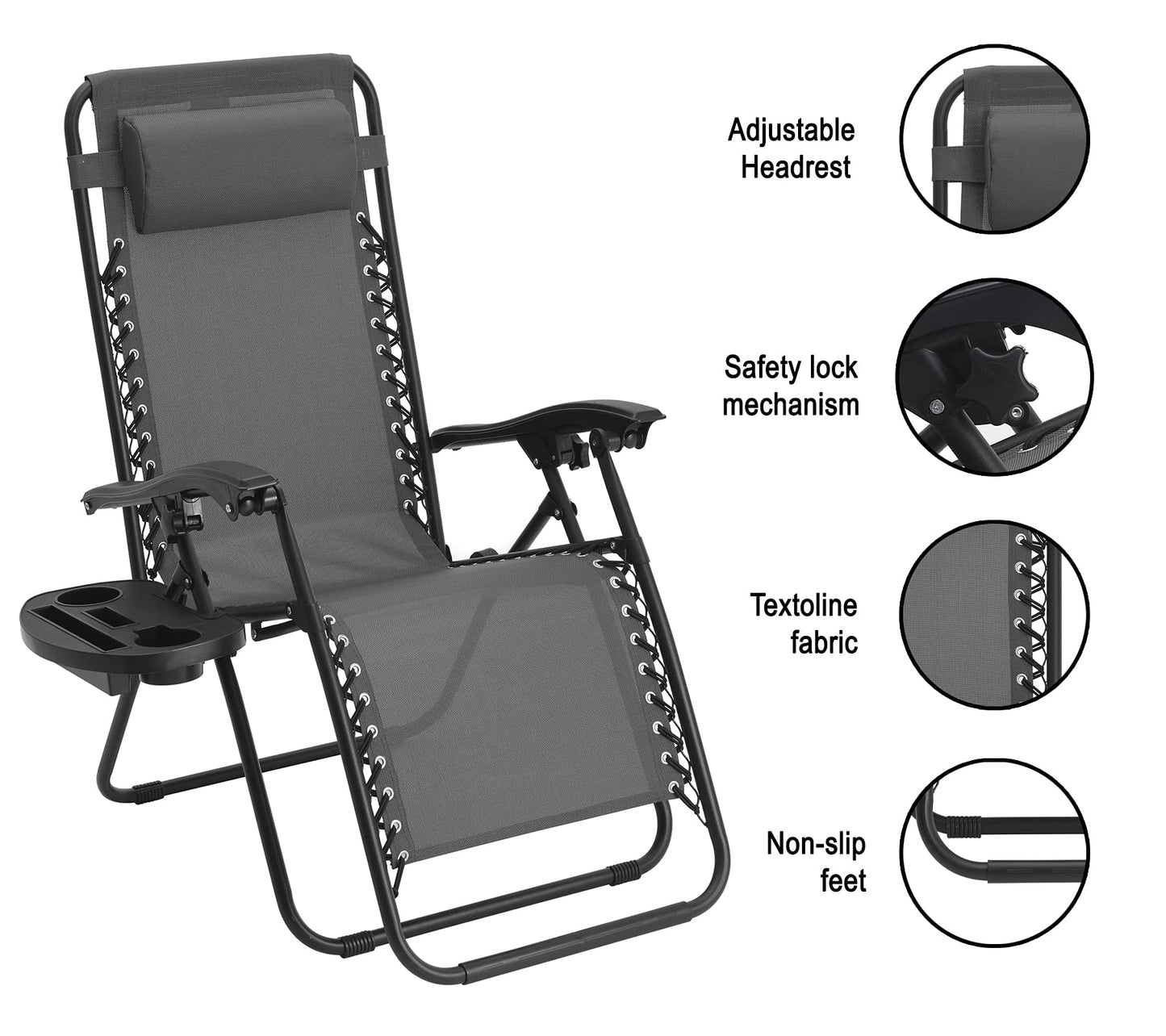 - Straame Garden | Zero Gravity Chair | Set of 2 | Heavy Duty Textoline | Outdoor & Garden Sunloungers -