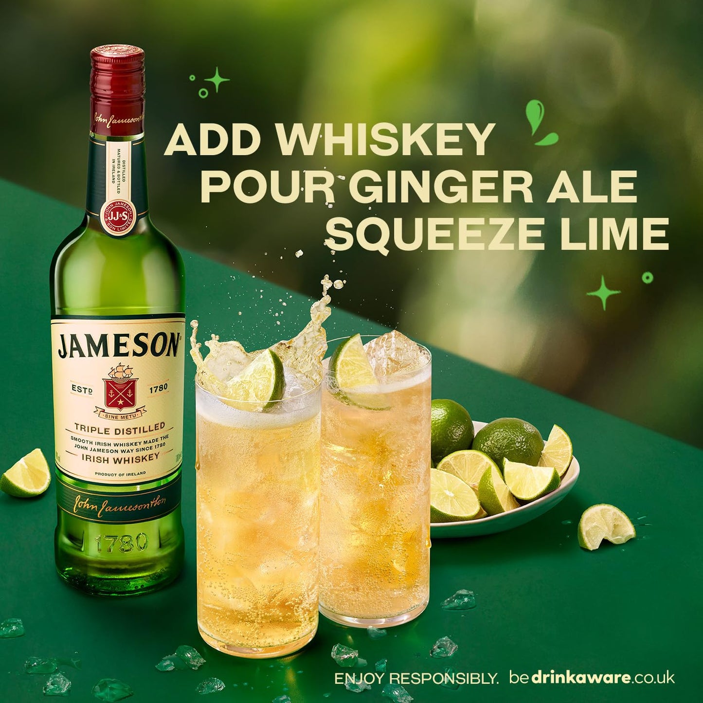 - Jameson Irish Whiskey Original Blended | Triple Distilled | 70cl -
