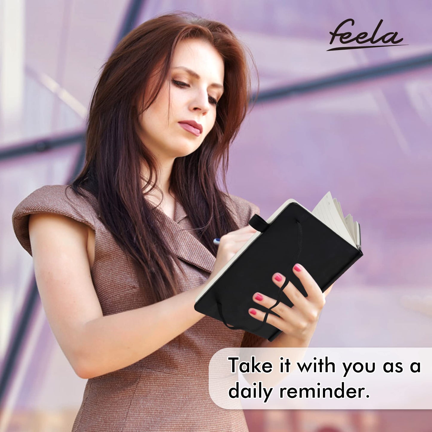 - feela A5 Notebooks Multipack | 3 Pack Ruled Lined Notepads A5 (120 GSM) | Hardback Journal Notebook with 3 Black Gel Pens -
