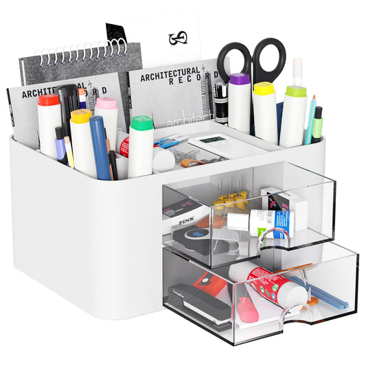 - Senders Desk Organiser | 2 Drawers | Desk Tidy Organiser | Pen Holder -