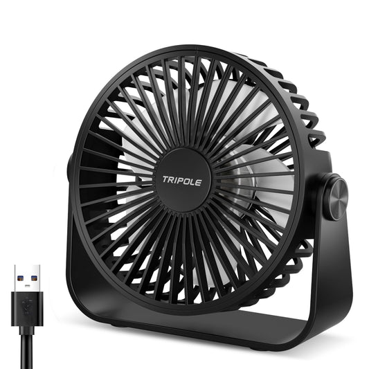 - TriPole USB Desk Fan | 3 Speeds Adjustable Strong Wind Table Fan | 360°Head Rotation | Indoor or Outdoor -