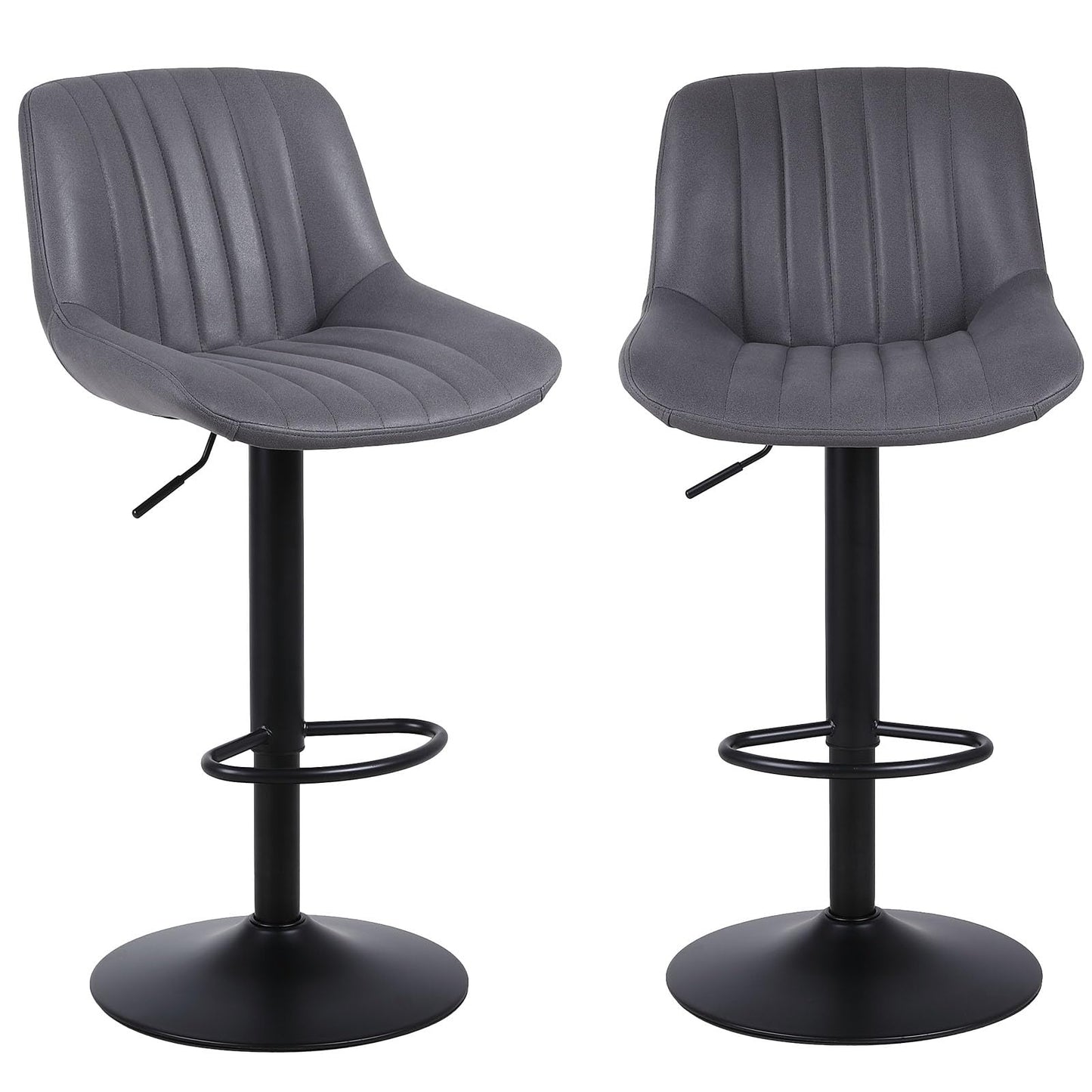 - Youhauchair Bar Stools Set of 2, Swivel Counter Height Barstools with Back, Adjustable PU Leather Bar Stool, Modern Kitchen Breakfast Bar Stools, Dark Grey