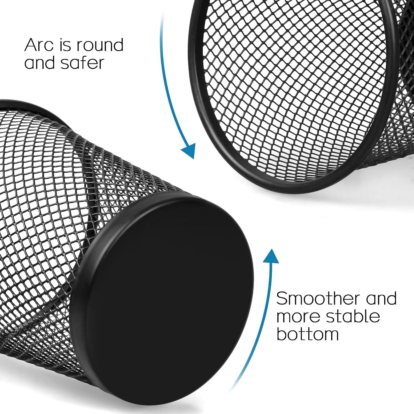 Answaily Pen Holder 6 Pack, Mesh Desk Organizer Pen Pot Pencil Holders, Stationary Supplies Pencil Pots For Office, Home, Classroom (Black 6pcs)