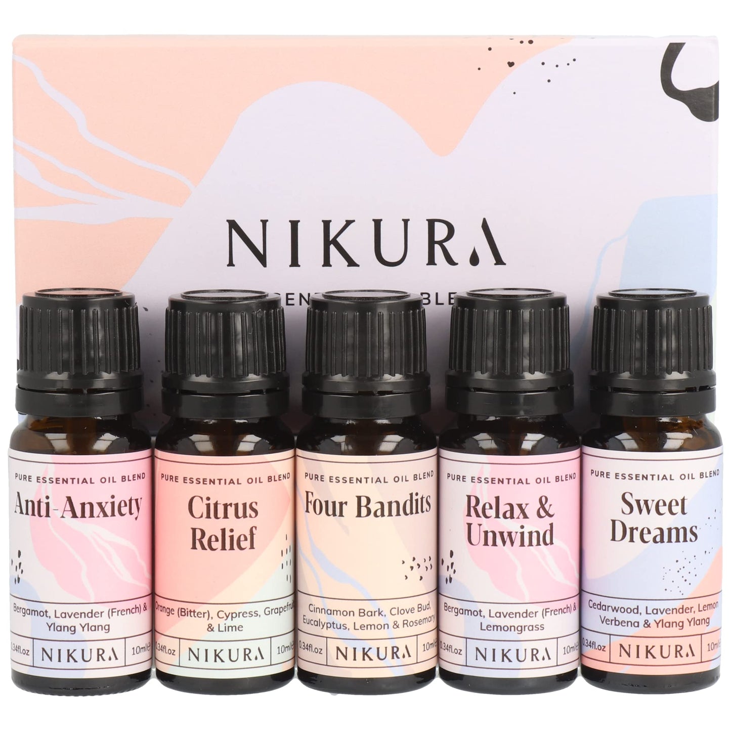- Nikura Essential Oils Blends Gift Set - 5 x 10ml | Calming Essential Oils for Diffusers for Home -