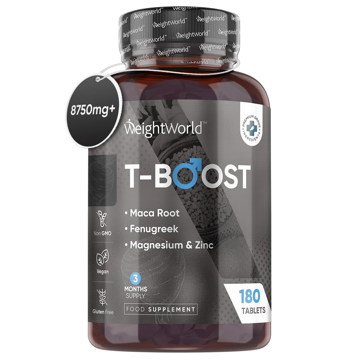 - Testosterone Supplements for Men | 180 Vegan Tablets -