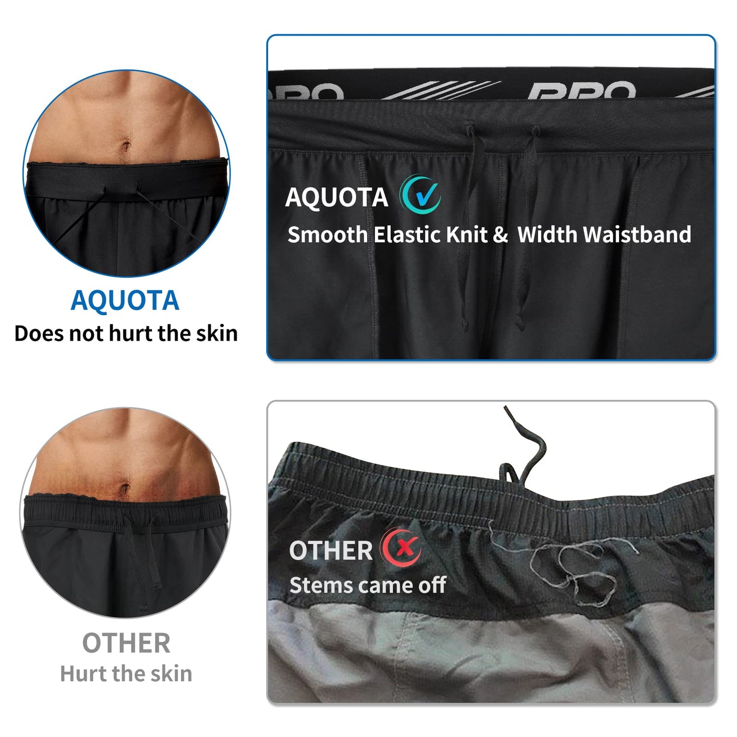 aquota 2 Pack Mens Gym Workout Shorts Lightweight Quick Dry Running Shorts 5" & 9" Tennis Athletic Training Shorts Zip Pockets M Black
