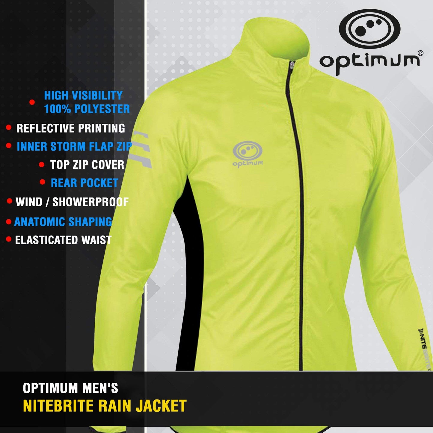 - Optimum Men's Rain Jacket | Nitebrite Hi Vis For Running Cycling Hiking Mountain Climbing | Waterproof | Green -