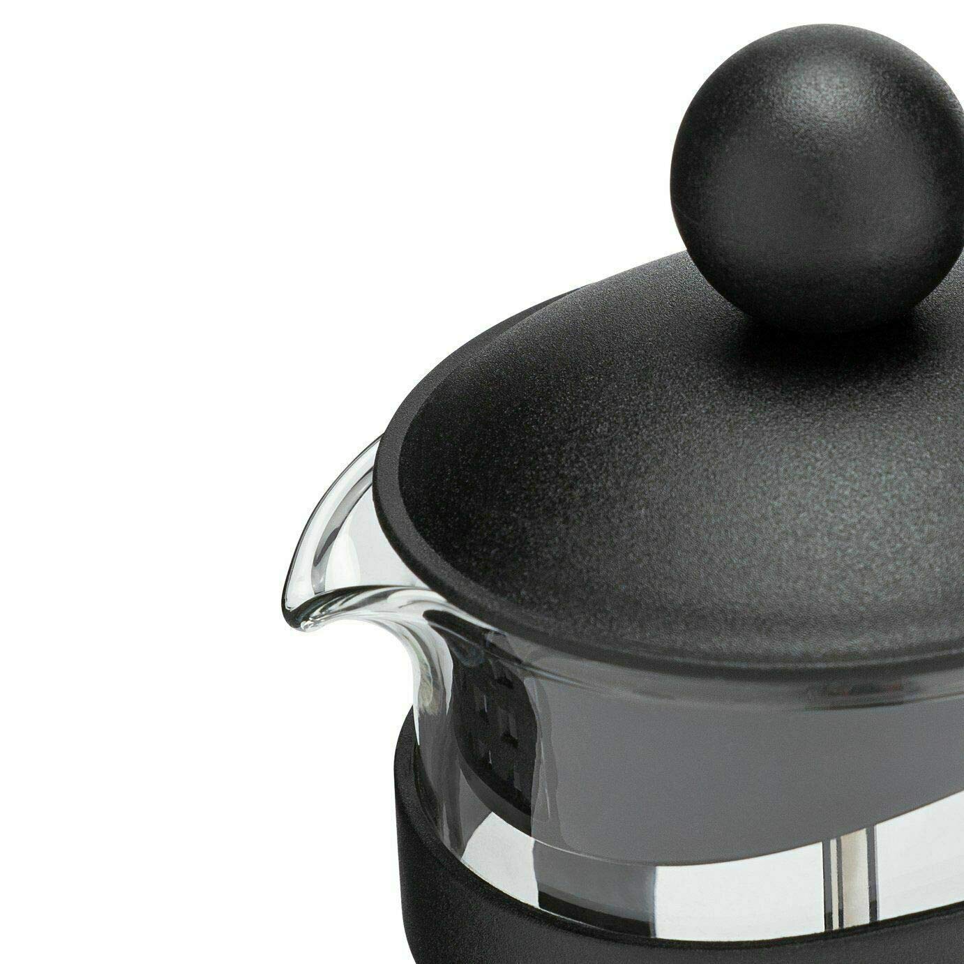 - GLOW Classic Continental 350ml Black Cafetière | Glass Pot & Plunger Filter For Ground Beans -