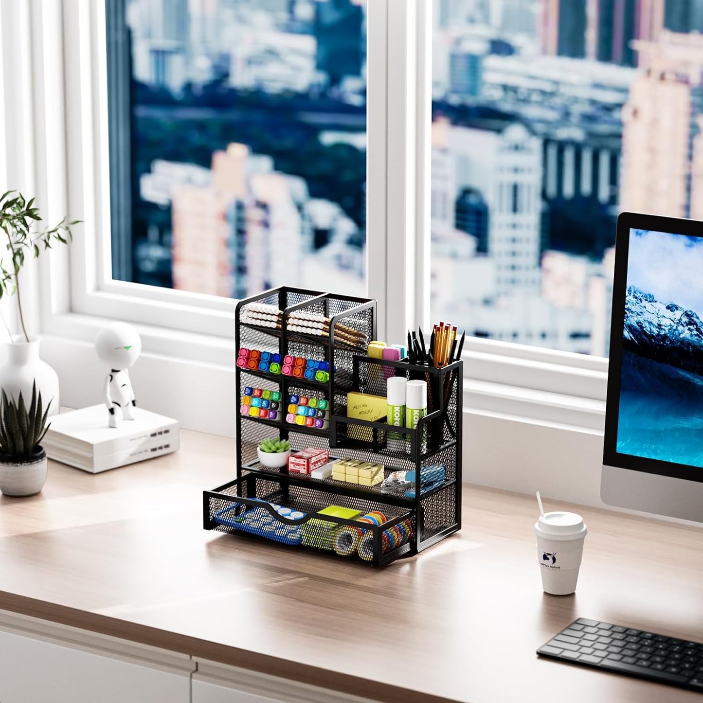 - Marbrasse Mesh Desk Organiser,Stationary Organiser | MultiFunctional Pen Holder -