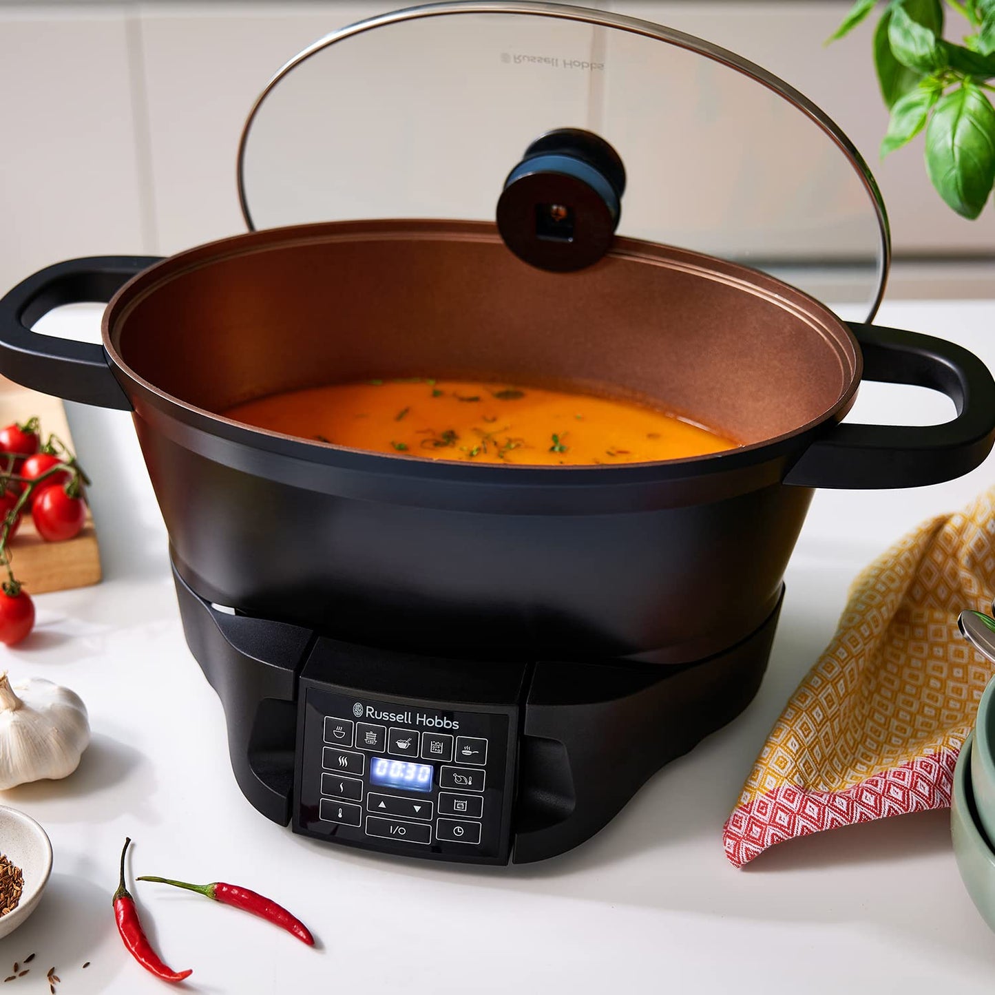 - Russell Hobbs Good-to-Go 6.5L Electric Multicooker | 8 Digital Functions -