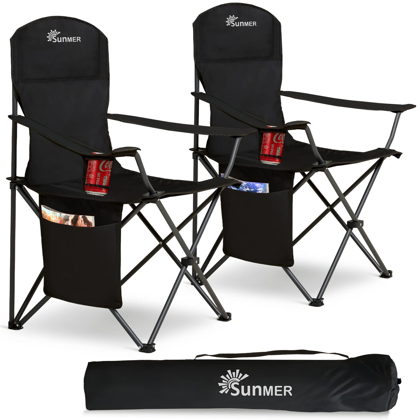 - SUNMER Set of 2 Folding Camping Chairs | Extra-Wide Lightweight Outdoor Chairs -