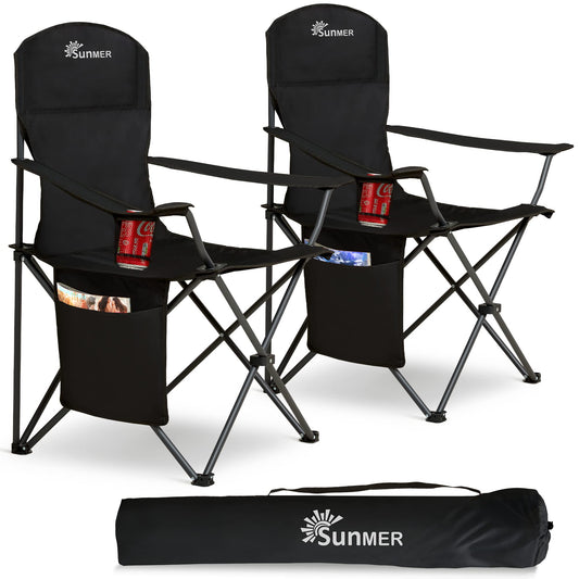 - SUNMER Set of 2 Folding Camping Chairs | Extra-Wide Lightweight Outdoor Chairs -