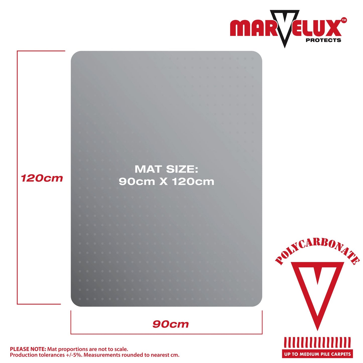 - Marvelux 90 x 120cm | (36" x 47") | Heavy Duty Premium Polycarbonate Rectangular Office Chair Mat -