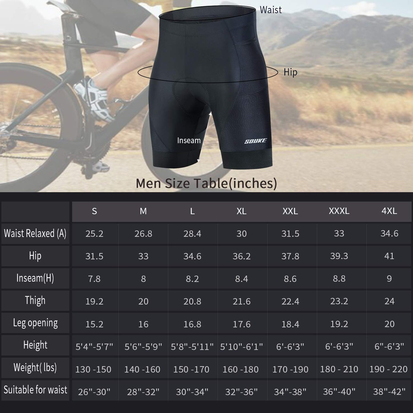 - Souke Sports Men's Cycling Shorts | 4D Padded Road Bike Shorts Breathable Quick Dry Bicycle Shorts -