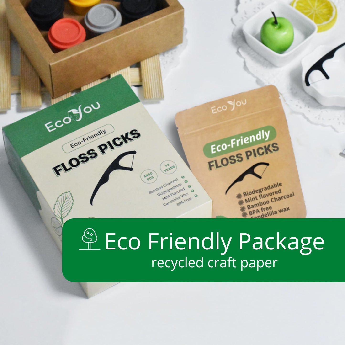 - EcoYou | Biodegradable Floss Picks | 100 Count (Pack of 2) | Floss Sticks Dental | Bamboo Floss | Flossing Sticks Pick | Floss Picks Biodegradables | Dental Floss Harps | Floss Picks | Floss Sticks