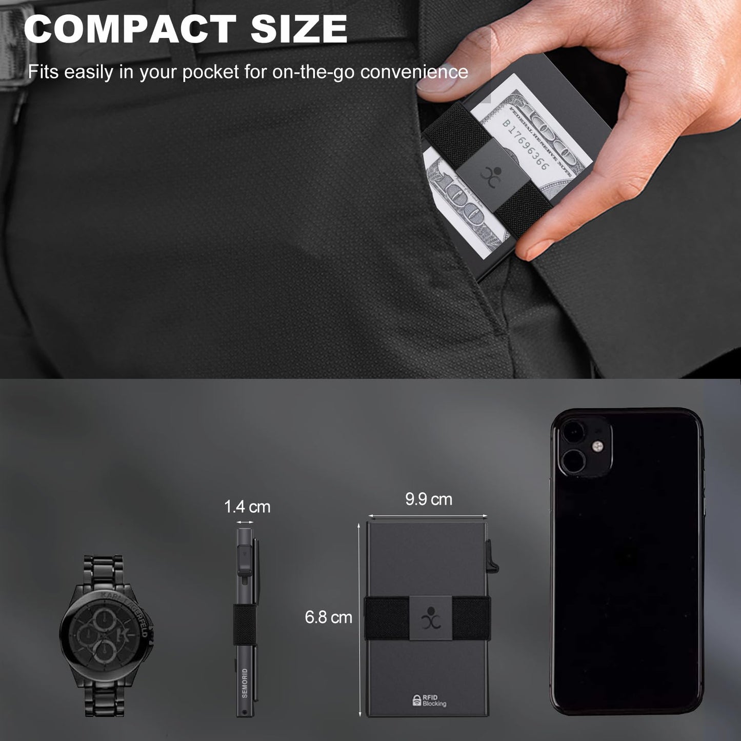 - SEMORID Mens Wallet | Slim Wallet for Men | Pop Up Credit Card Holder -