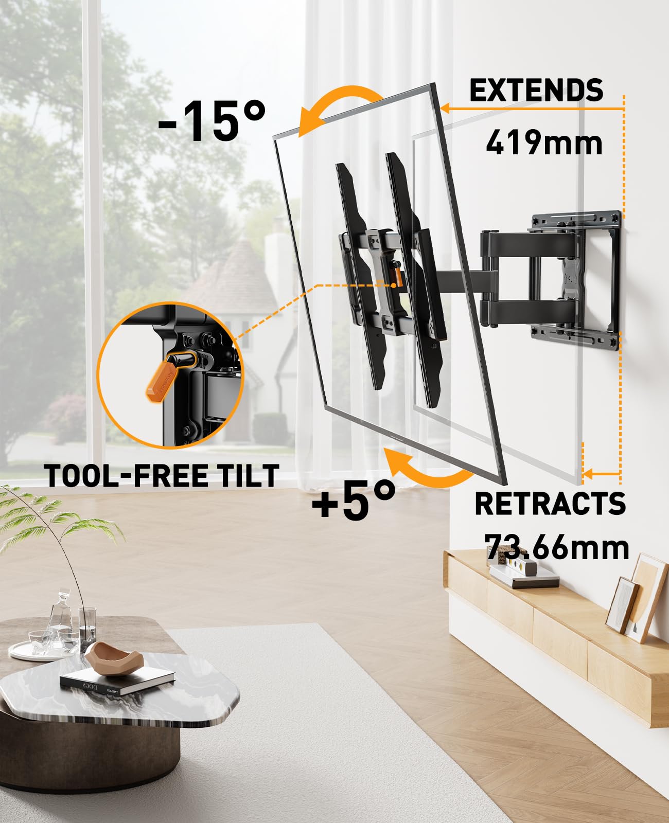 - Perlegear TV Wall Bracket | 60 kg | Tilt and Swivel TV Bracket with Dual Arms -