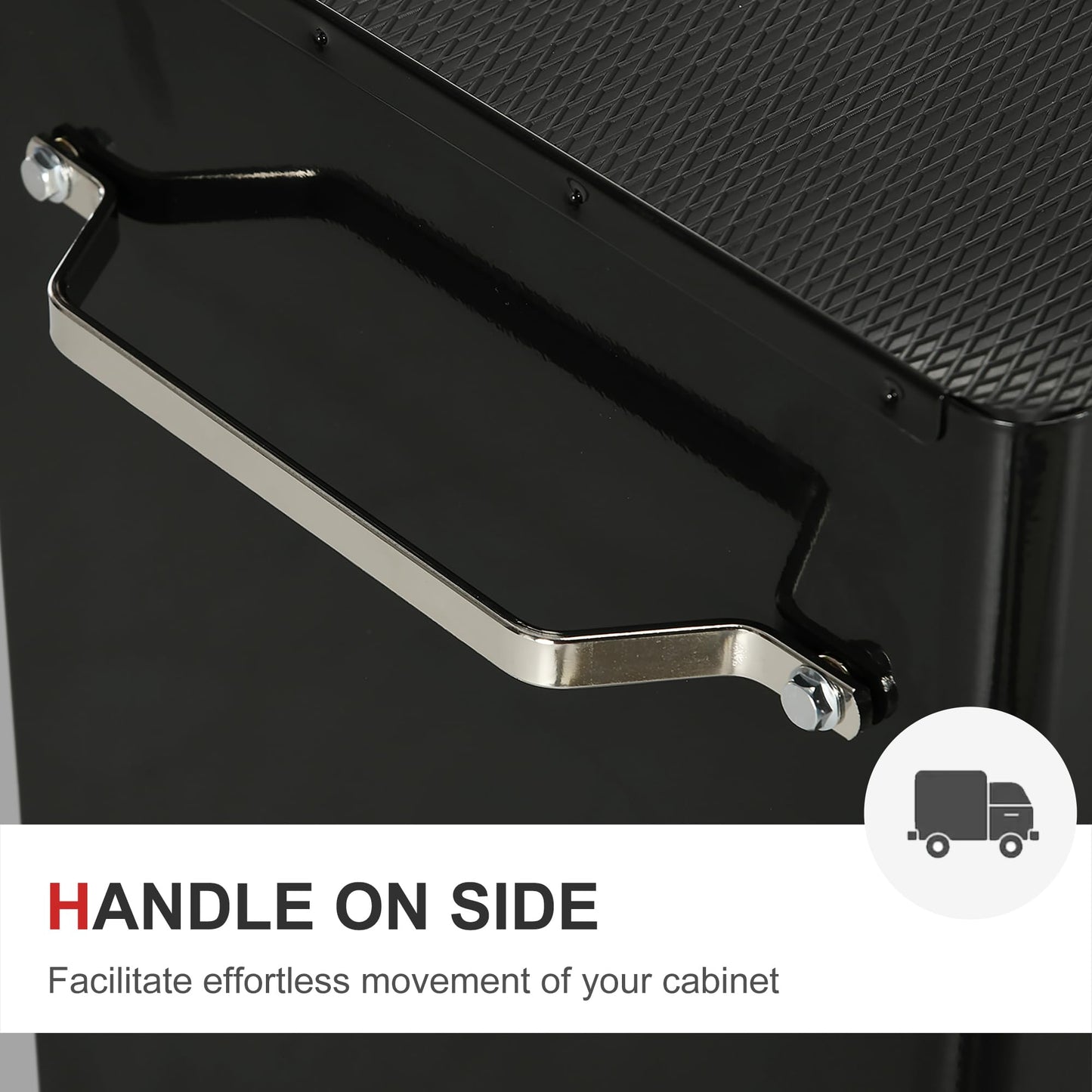 - HOMCOM 5-Drawer Lockable Steel Tool Storage Cabinet | Wheels | Handle 2 Keys | Organisation Box -