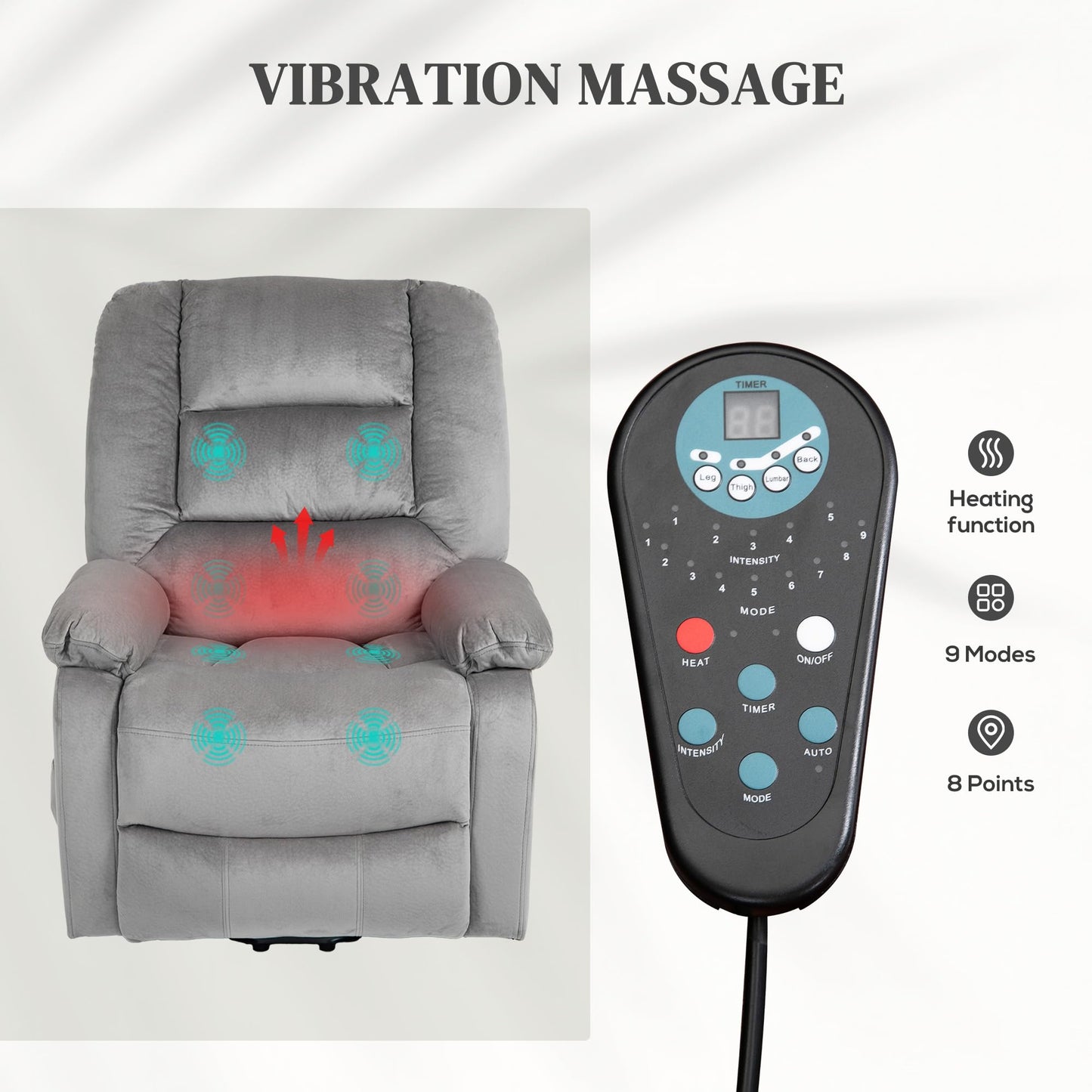 - HOMCOM Power Lift Riser and Recliner Chair | Vibration Massage and Heat -