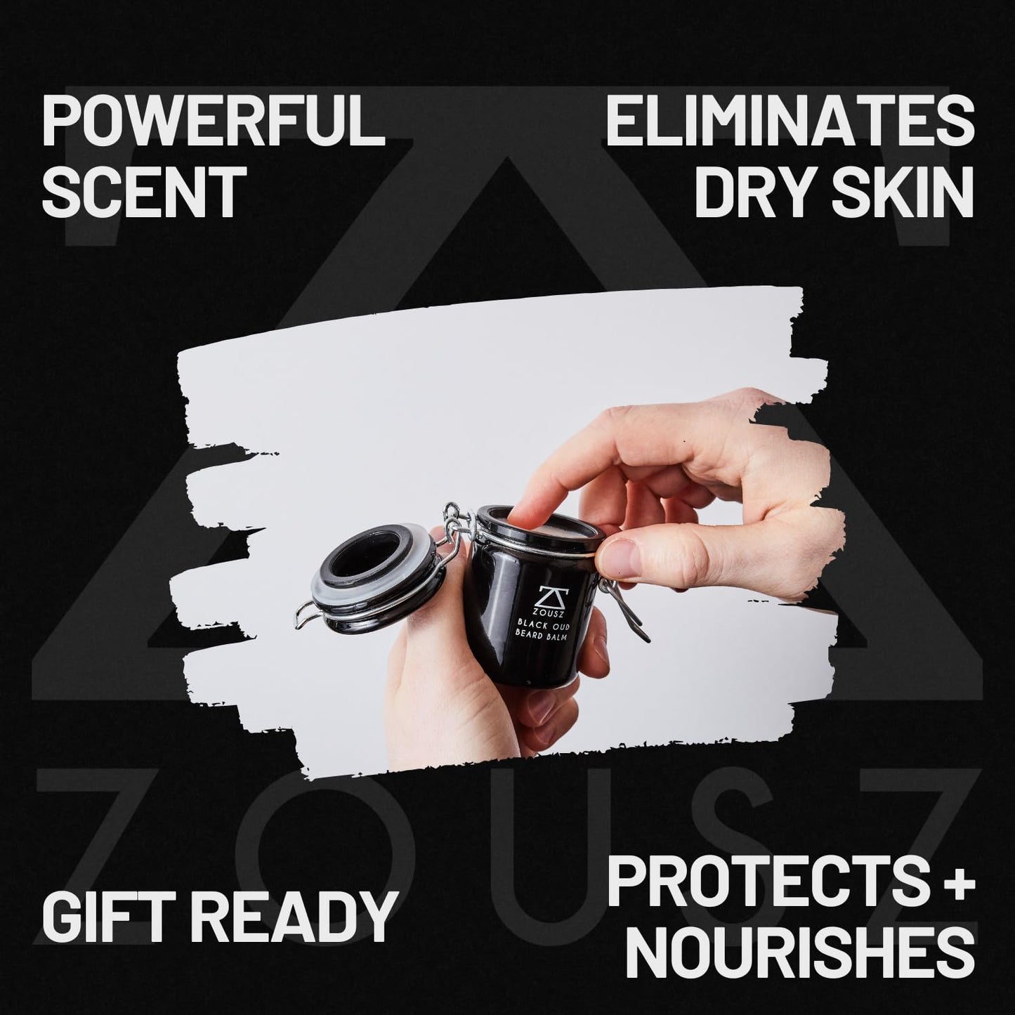 - ZOUSZ Black Oud Beard Balm for Men with Shea Butter
