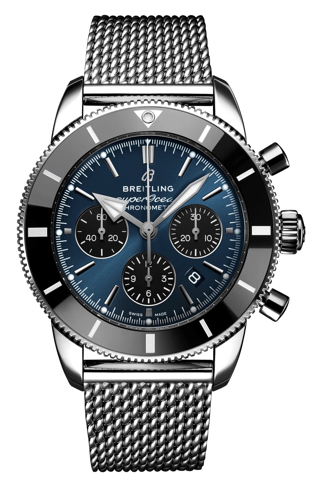 Breitling Superocean Heritage II Chronograph B01 44mm Watch Blue Dial with Black Subdials (Blackeye Blue)