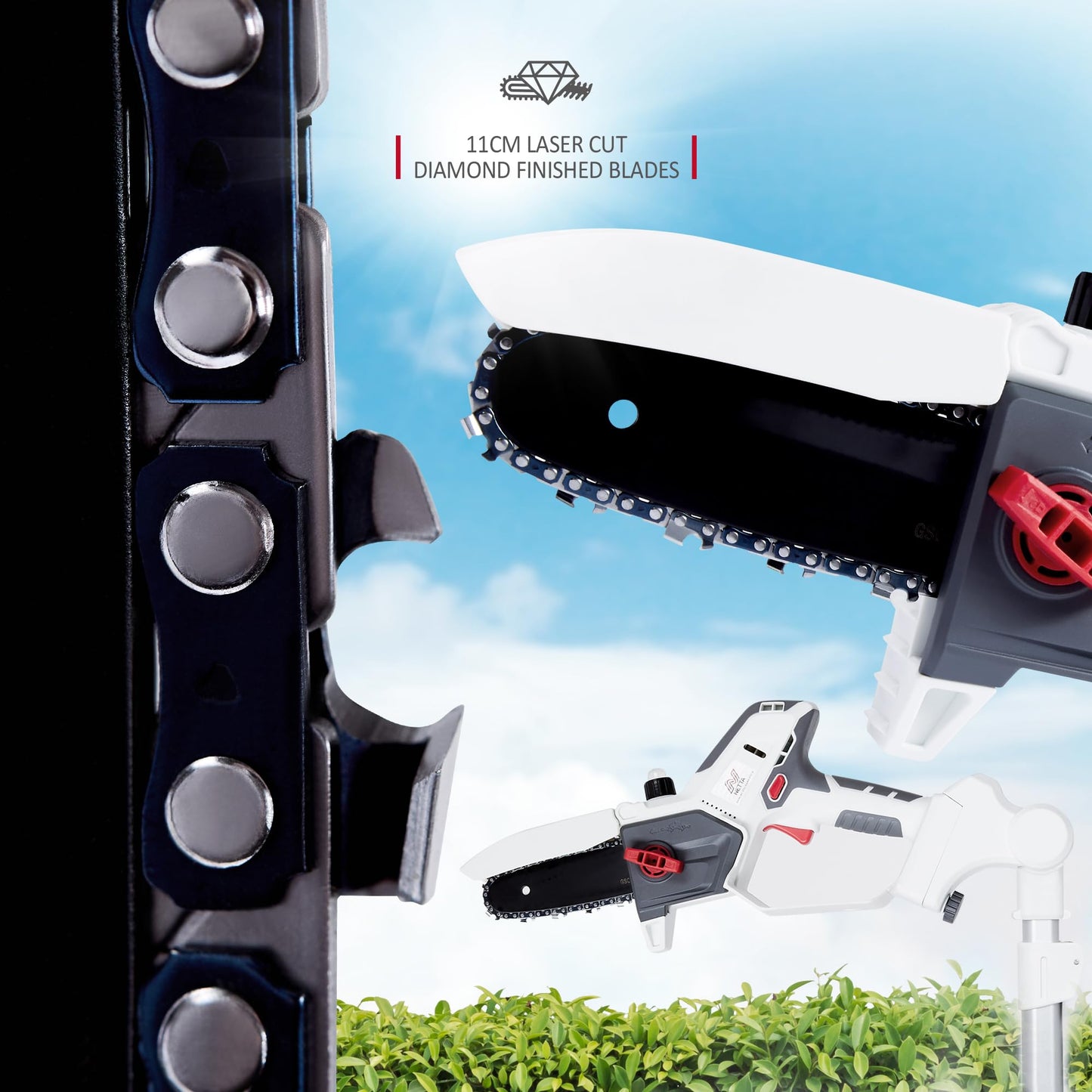 - NETTA Cordless 2-in-1 Pole & Handheld Garden Chainsaw | 20V MAX | Light-Weight | Battery & Charger Included -