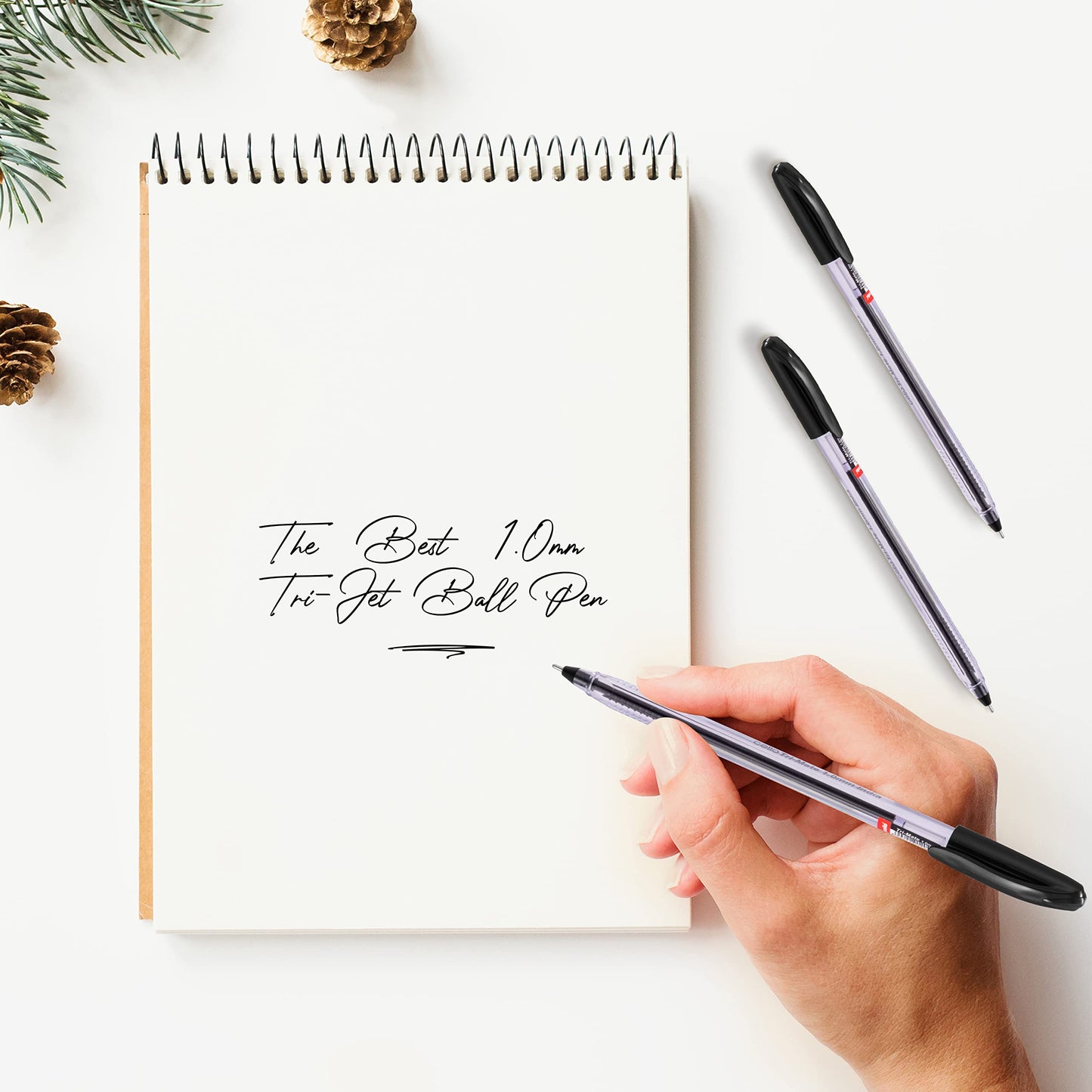 Cello Black Ballpoint Pens, Tri-Mate Medium Point Biros Multipack Pens | 1.0mm Ball Point Black Ink Pens for Writing | Ballpoint Pens Ideal for Stationery Supplies and School Supplies Pack of 10