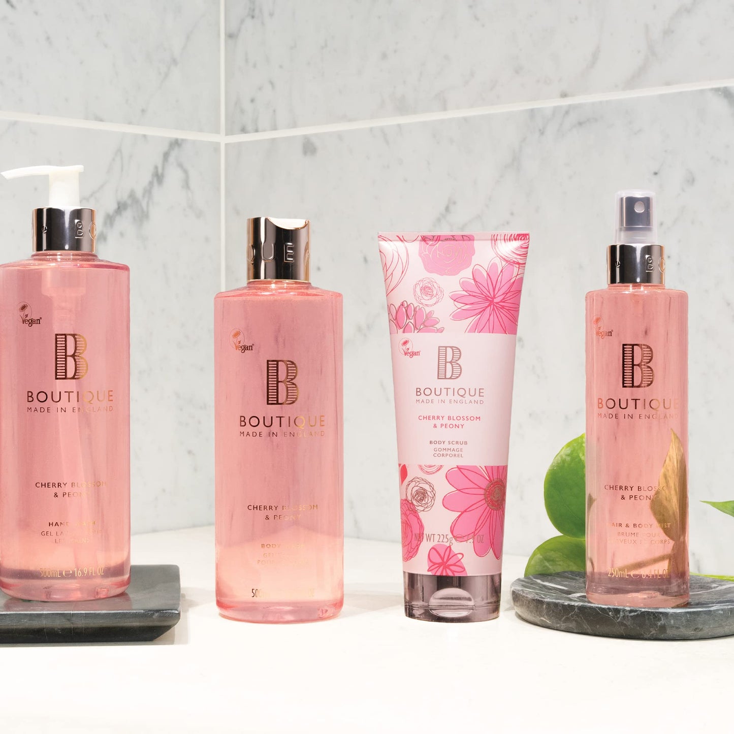 Boutique Women's Body Spray 250ml - Cherry Blossom and Peony Fragrance Hair & Body Mist - Refreshing, Moisturising With Essential Oils - Vegan - Made In England