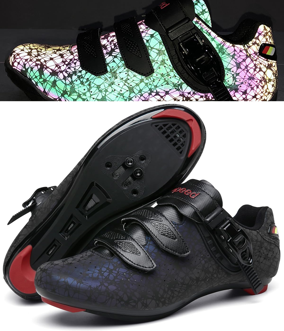 Cycling Shoes for Men Women Luminous Road Cycling Riding Shoes Peloton Shoes Breathable Cleat Compatible SPD Look Delta Indoor Cycling Shoes 3-LBlack41