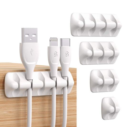 - SYNCWIRE Cable Clips | Cord Organizer | Cable Management | Self Adhesive | 5 Pack | White -