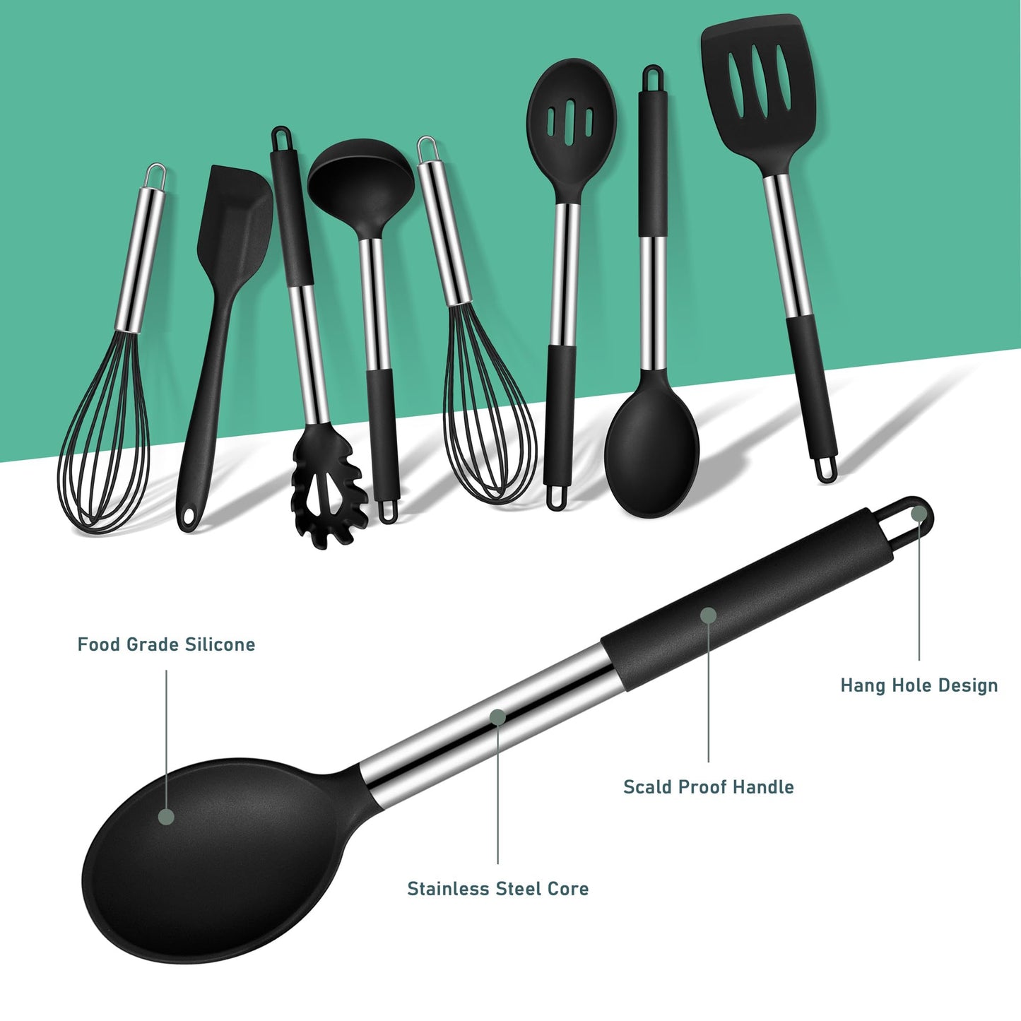 - Joyfair Kitchen Utensils Set | 15 Pcs Silicone Cooking Utensils Set | Non Stick Spatula Turner Spoon Tongs Cookware Set -