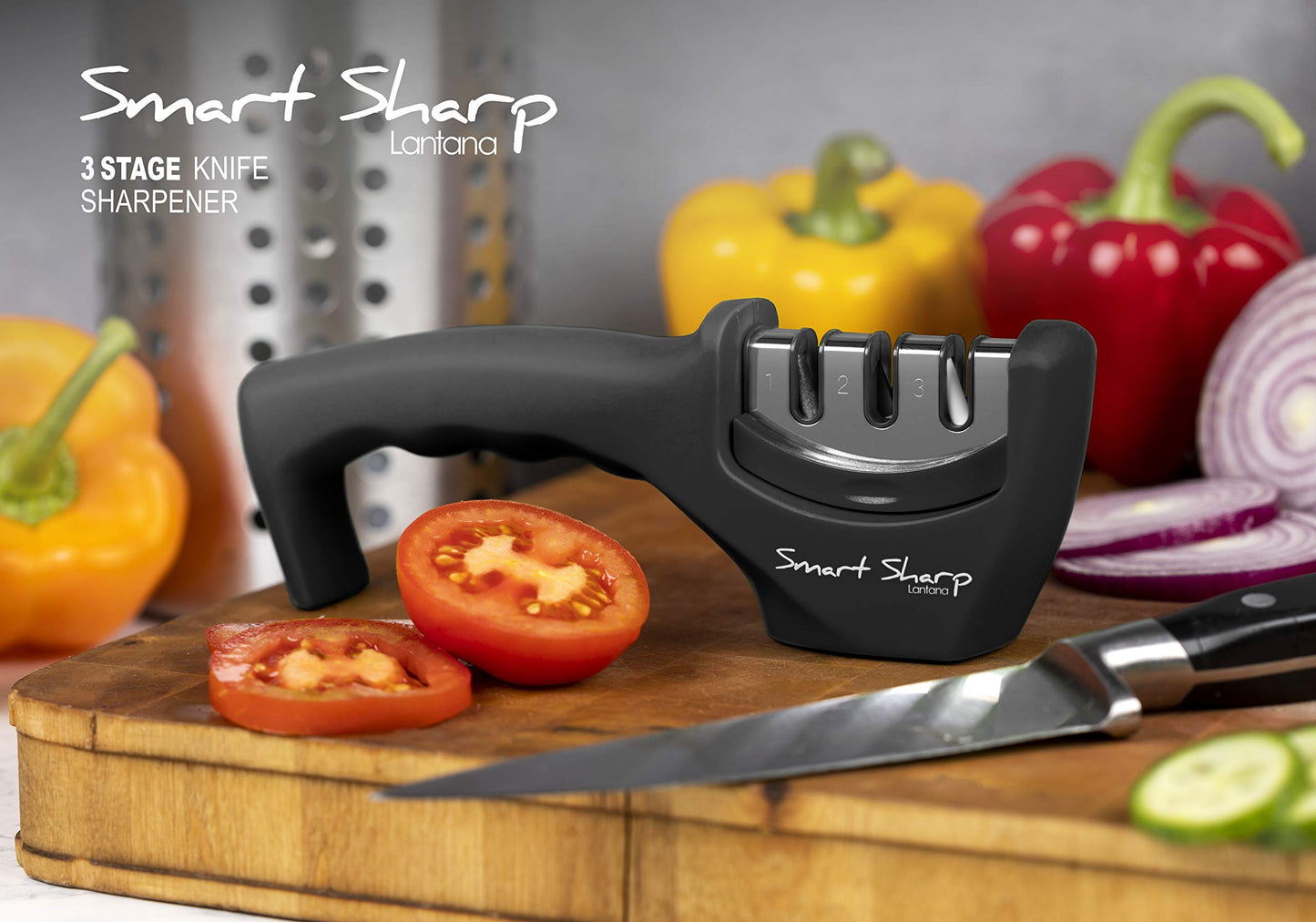 - Lantana Smart Sharp Knife Sharpener | Professional 3 Stage Manual Sharpener For Sharpening Kitchen Knives -