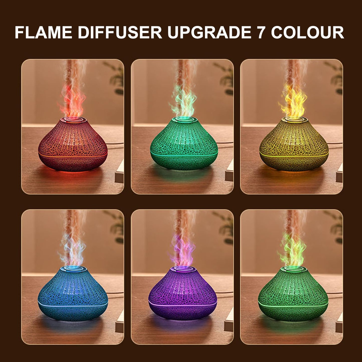 - Flame Diffuser Upgrade 7 Colour Essential Oil Diffuser -