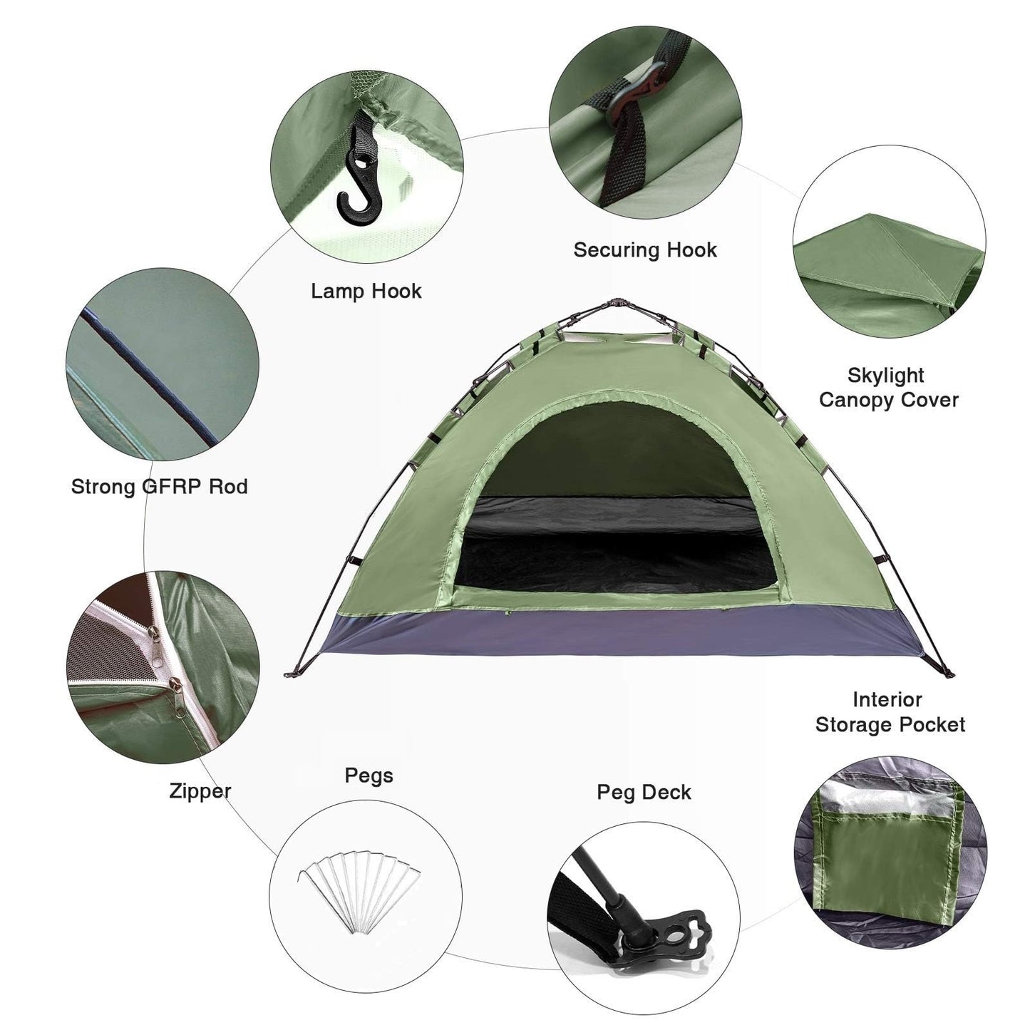 2 Man Tent Waterproof, Easy Set Up Lightweight Windproof Camping Tent, Compact 2 Person Dome Tent for Camping, Festivals, Backpacking, Hiking