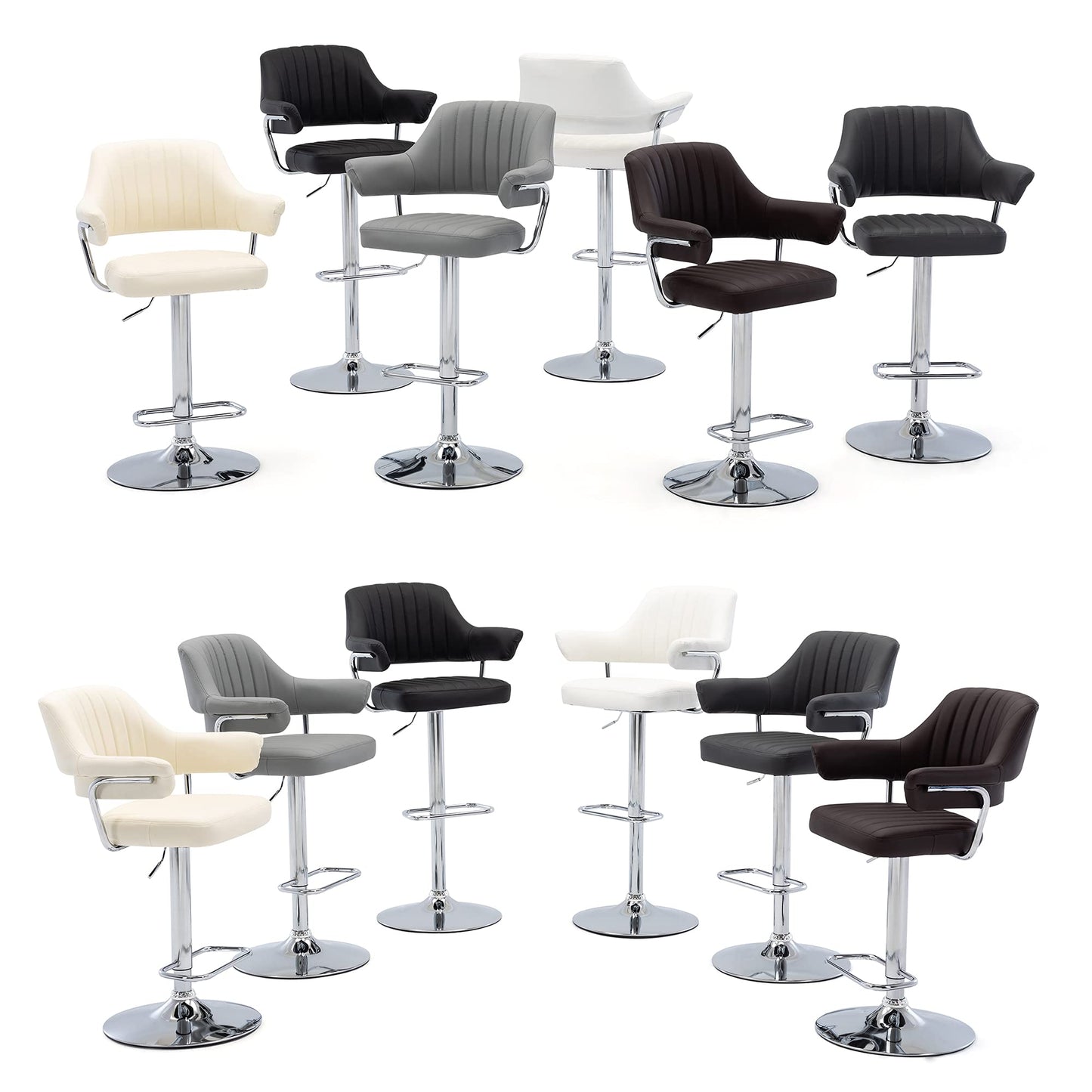 - HNNHOME Modern Emper Padded Swivel Faux Leather | Breakfast Kitchen Bar Stool -